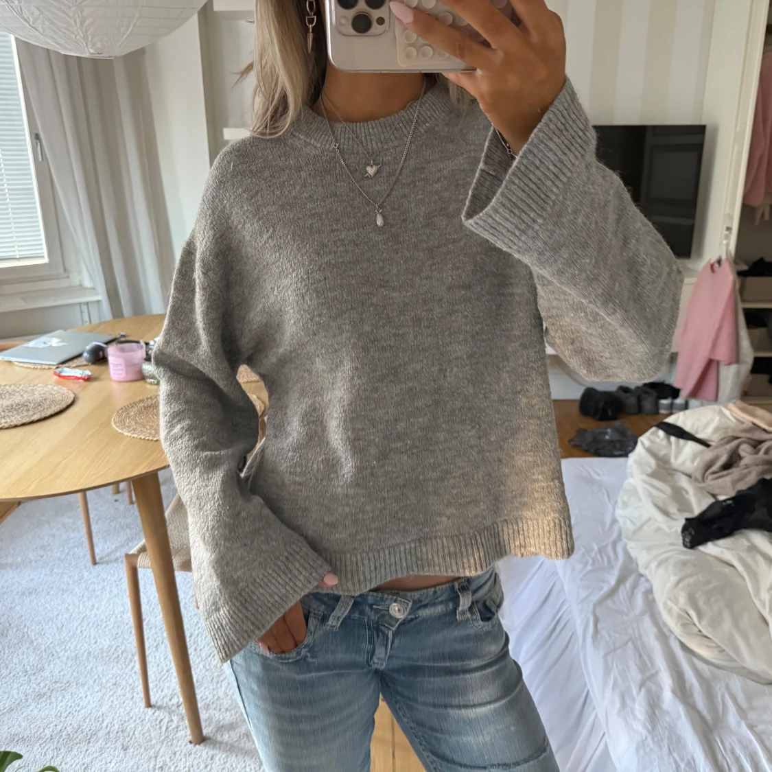 Grå stickad tröja från Gina Tricot alpacka ull 