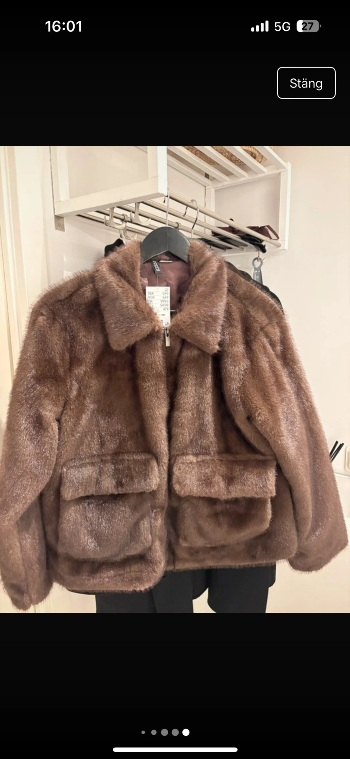 Brun pälsjacka från H&M, storlek M - 2