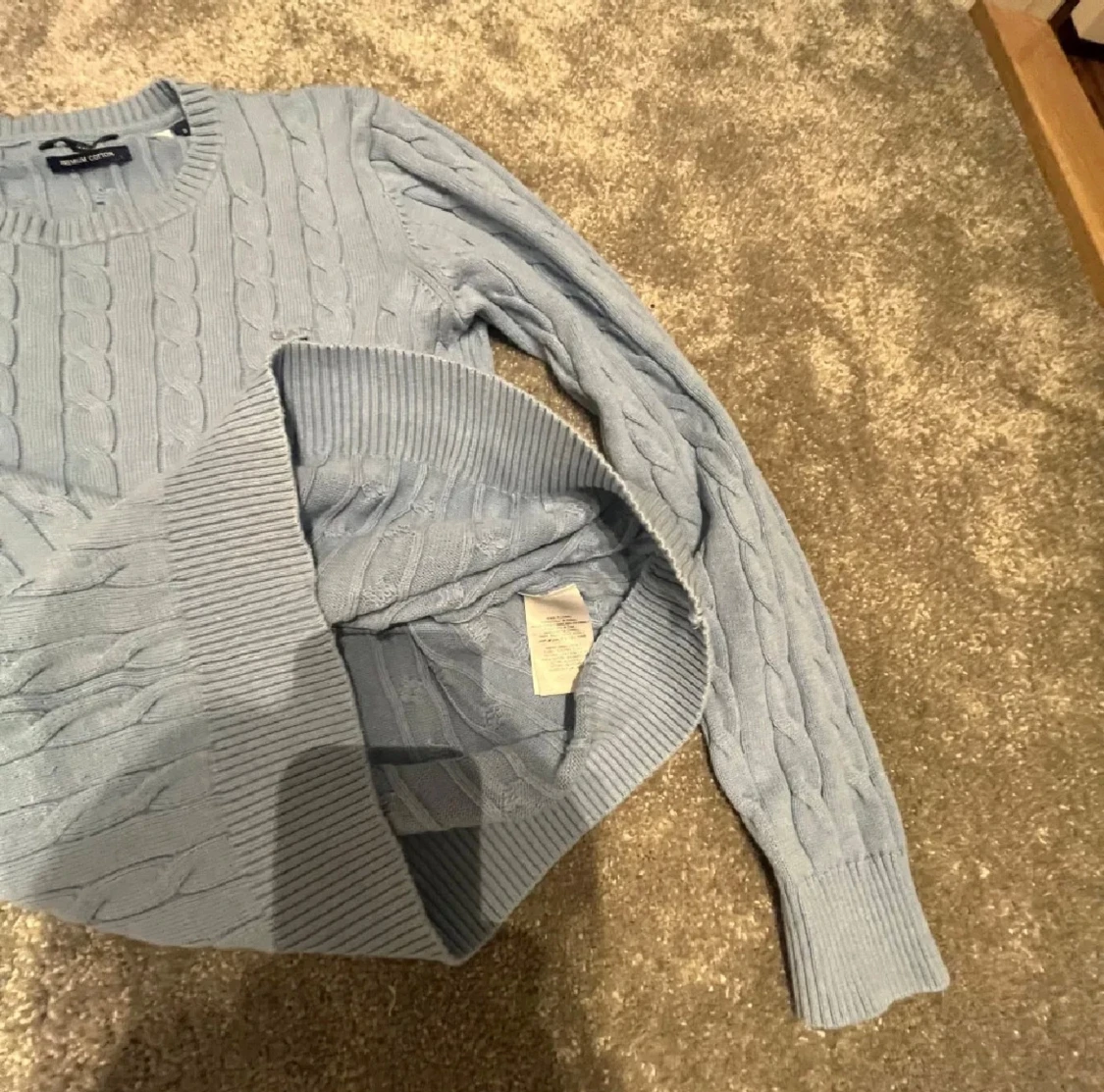 Ljusblå Kabelstickad Gant Tröja - 3