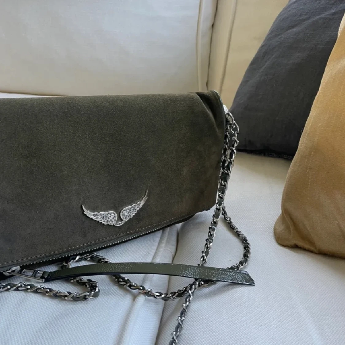 Zadig & Voltaire Mörkgrön mocka axelväska