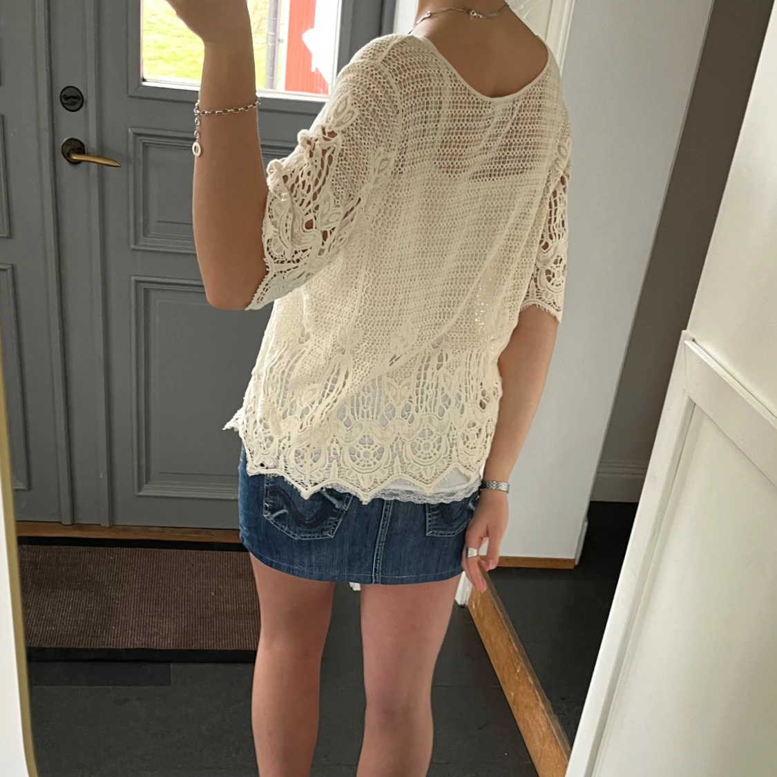 Beige stickad topp - 3