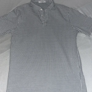 Randig skjorta från LCW Vision - Snygg randig skjorta med ståkrage från LCW vision . Skjortan har smala svarta och vita ränder, korta ärmar och knappar vid halsen. Perfekt för dig som gillar en clean och stilren look.