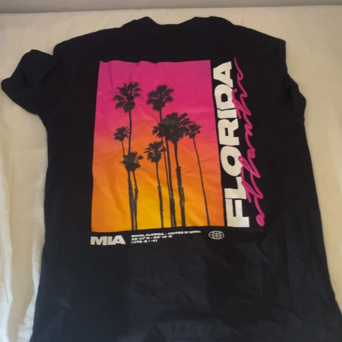 Svart Miami Florida t-shirt med tryck - 1