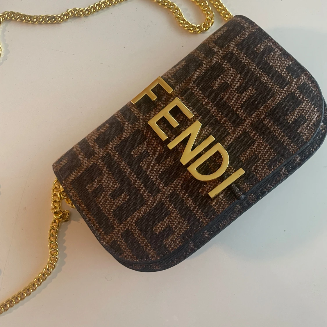 Fendi brun axelväska med kedja - 3