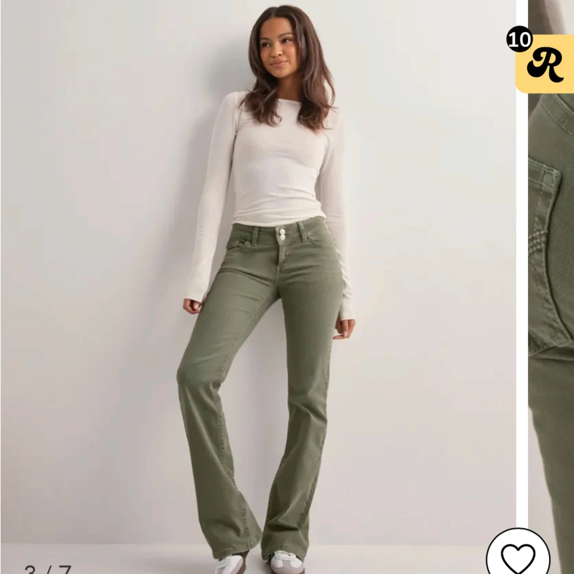 Olivgröna bootcut jeansbyxor - 3