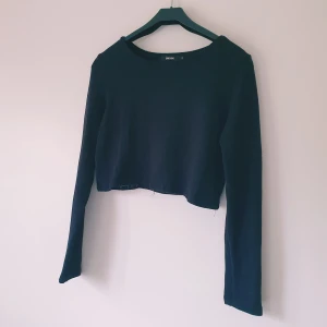 Svart croppad tröja från BikBok strl S - En svart, croppad långärmad tröja från BikBok. Enkel och stilren design med rund halsringning och mjukt material som känns skönt mot huden. Perfekt att matcha med höga jeans eller kjol för en chill look.  Helt skick dock noppror