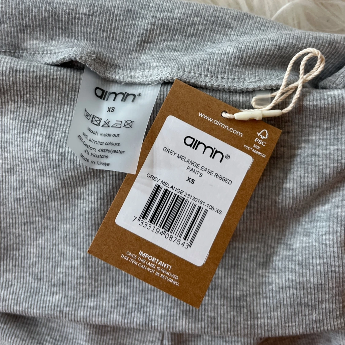 Grå ribbade byxor från Aim'n XS - 3