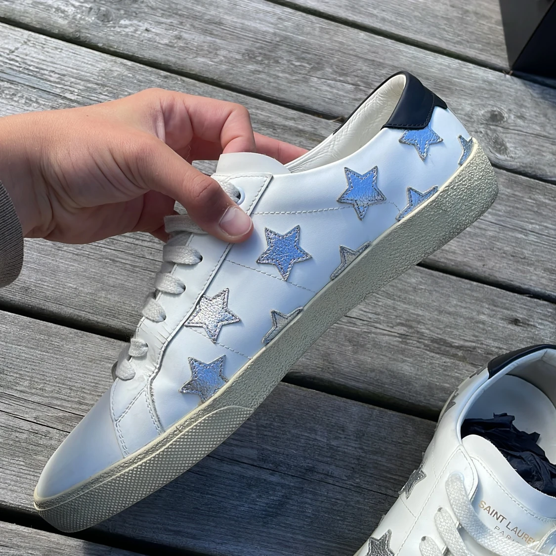 Saint Laurent vita sneakers med stjärnor - 2