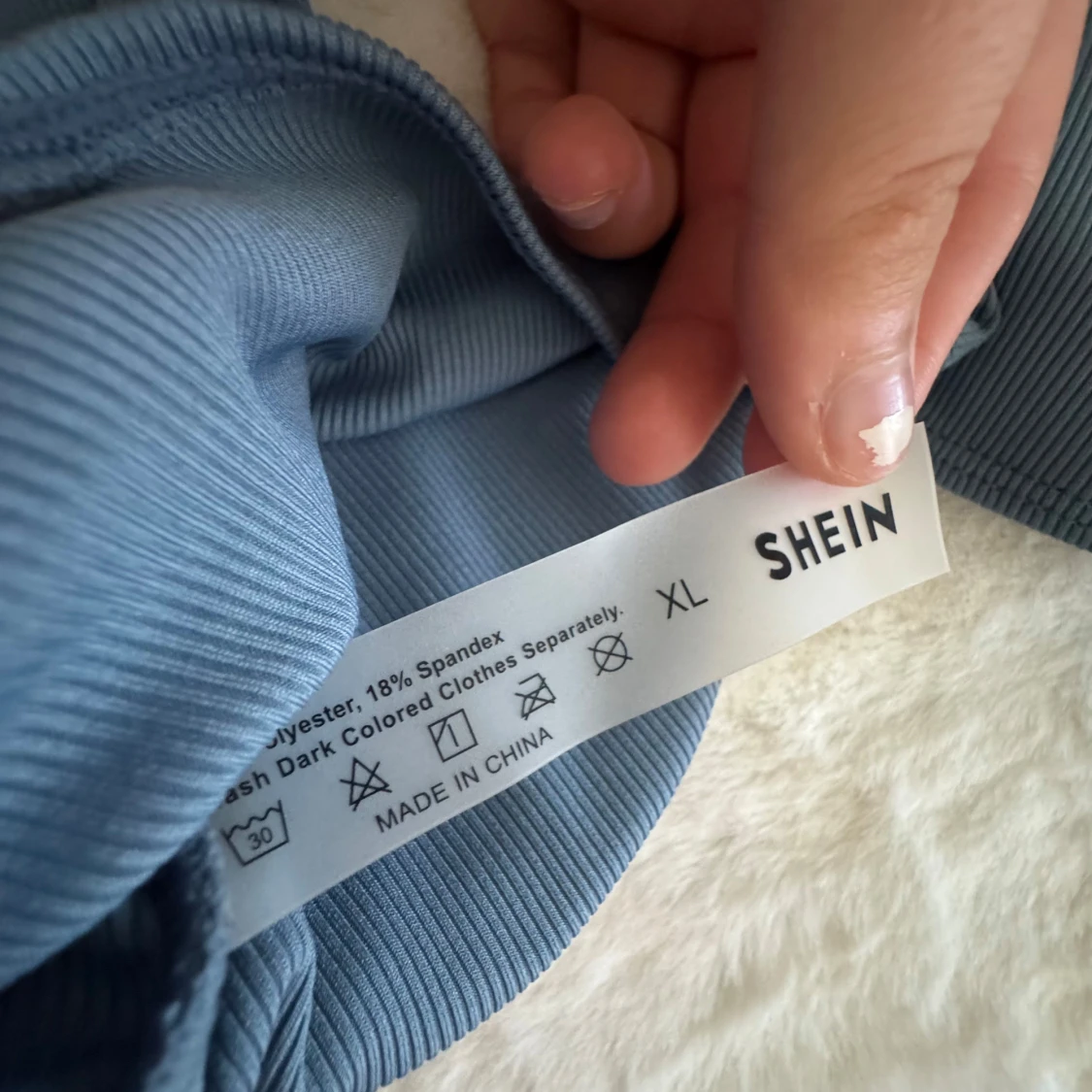 Blå ribbad bikiniöverdel från SHEIN - 2