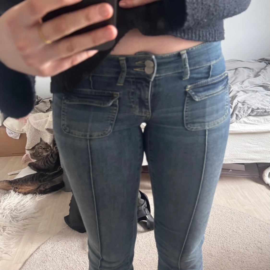 Blå bootcut jeans - 3