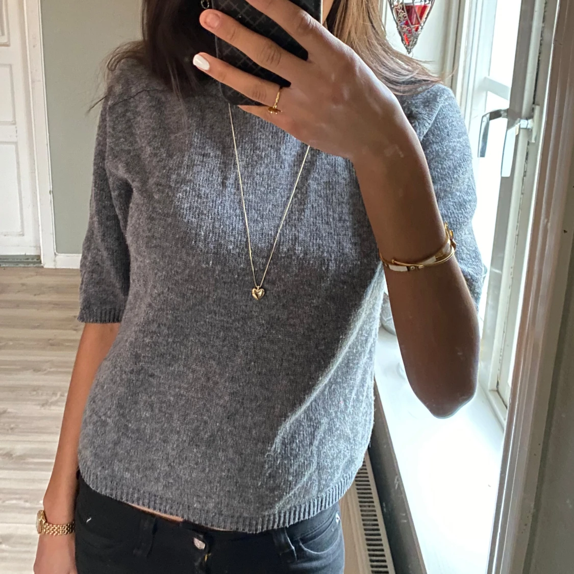 Grå stickad t-shirt💕 - 1