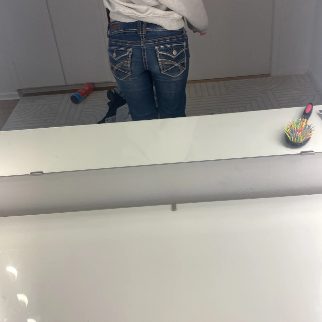 Blå lowwaist bootcut jeans  - 2