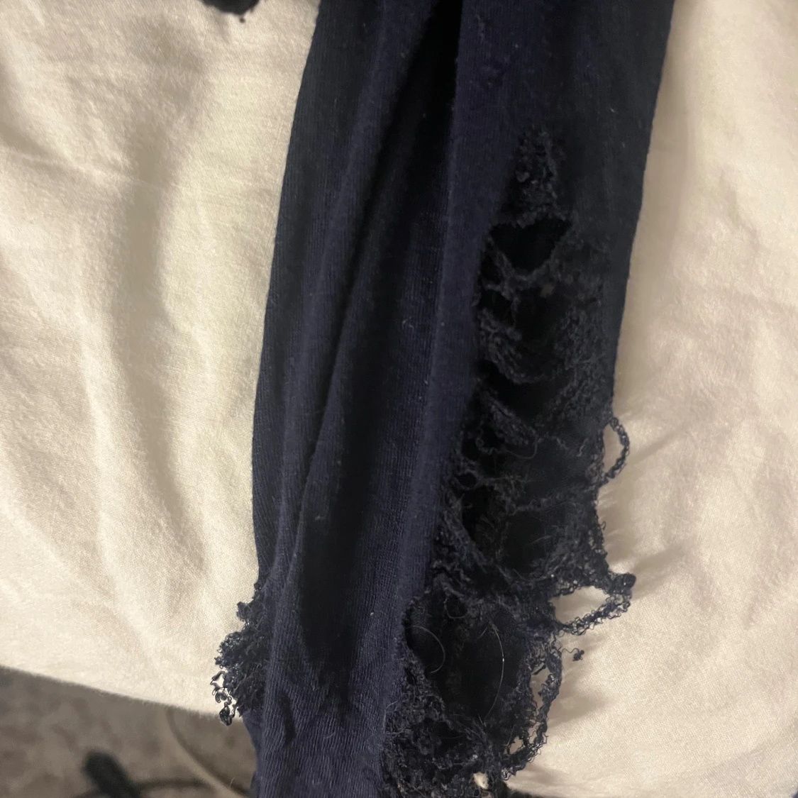 Mörkblå långärmad topp i bomull - 2