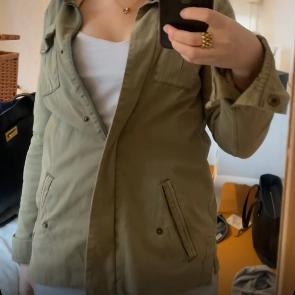 Olivgrön jeansjacka - 1