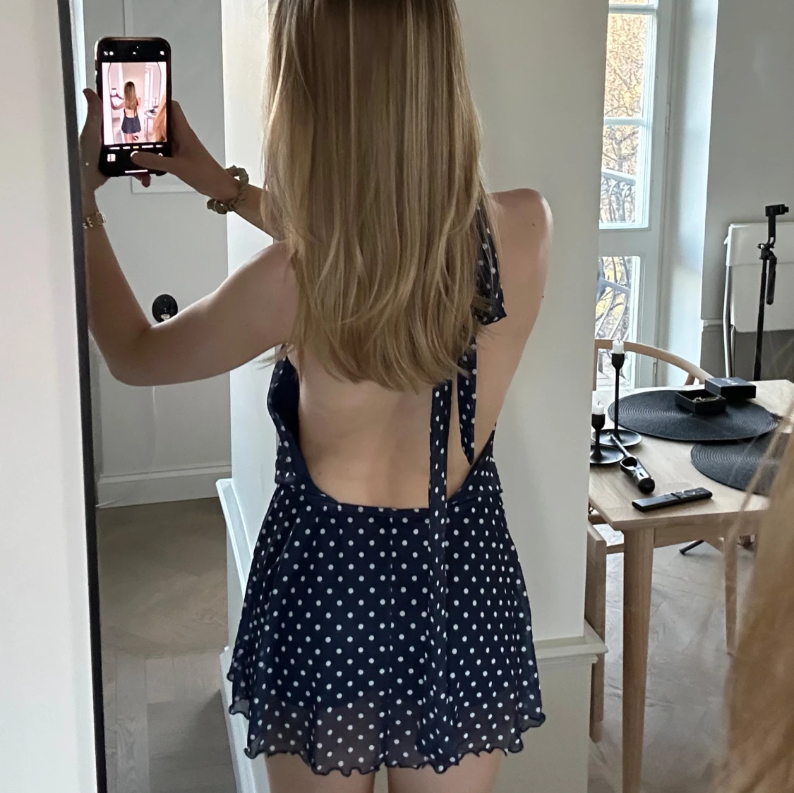 Blå halterneck klänning - 4