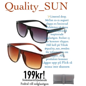 Ray ban boyfriends liknande solglasögon - Hej, jag säljer dessa trendiga solglasögon som liknar ray ban boyfriend. De säljs av vårat eget företag         QUALITY S☀️N men solglasögonen är no branded. Det ingår solglasögon men även fodral som sommarerbjudande. Sommar rea 199kr ✅250kr❌För killar och tjejer. Allt släpps när vi lägger up produkten mellan 10-12 augusti. Man kan förbeställa genom att messa mig och säga att man vill köpa. Då kommer jag kontakta er direkt när solglasögon släpps. Limiterat utbud.Svart eller bruna🕶️