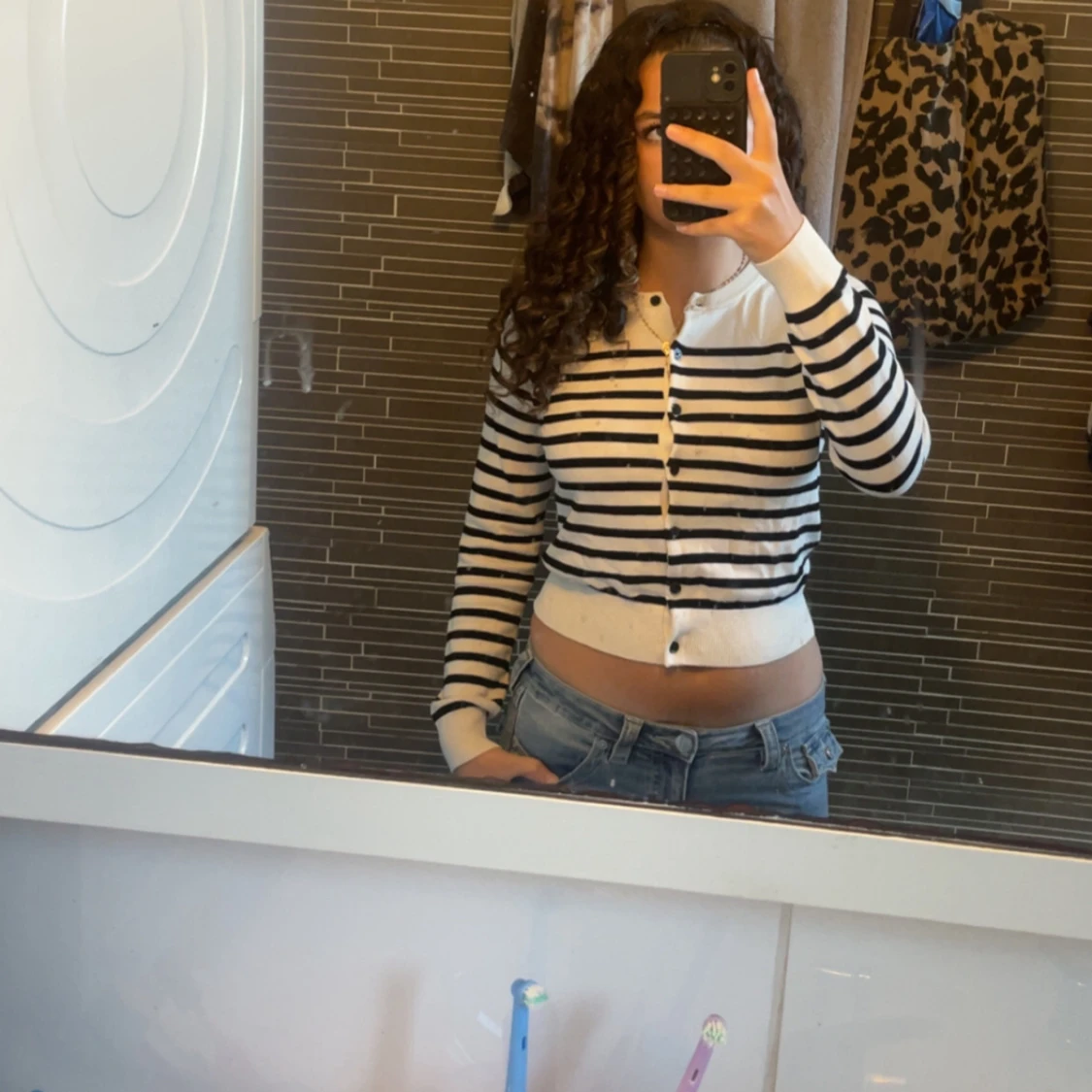 Randig kofta i svart och vitt från h&m - 2