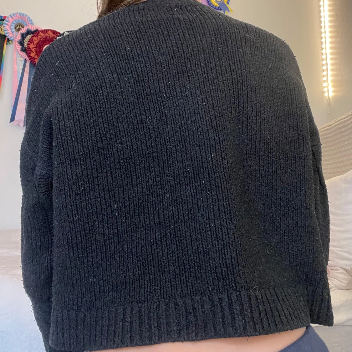 Svart  stickad kabeltröja från zara - 1