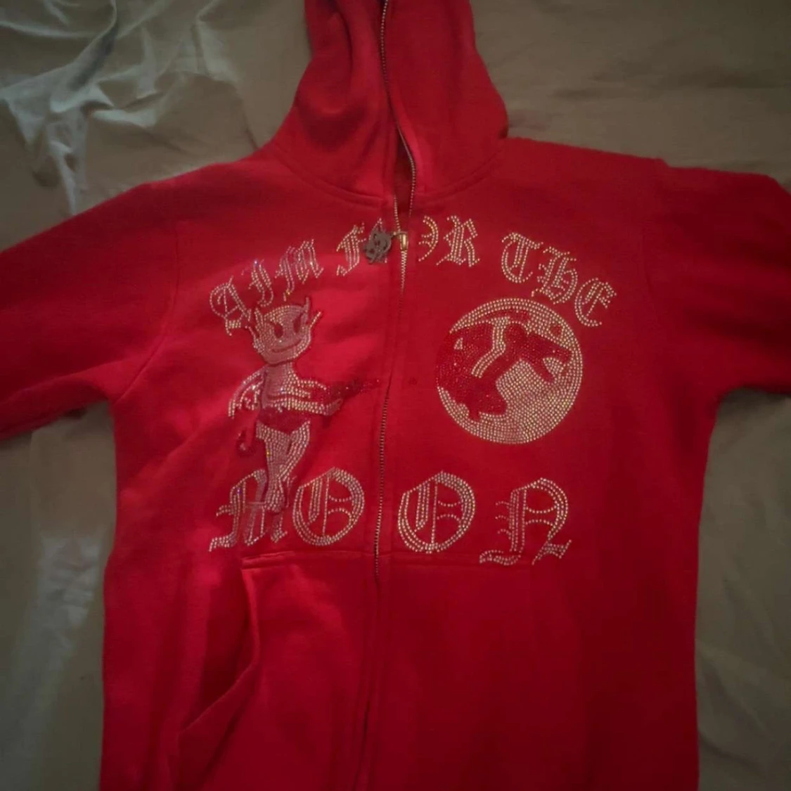 Röd hoodie Aim For The Moon S - 3