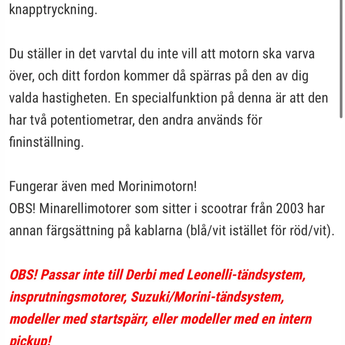 Varvtalsbegränsare för 2-takts mopeder  - 1