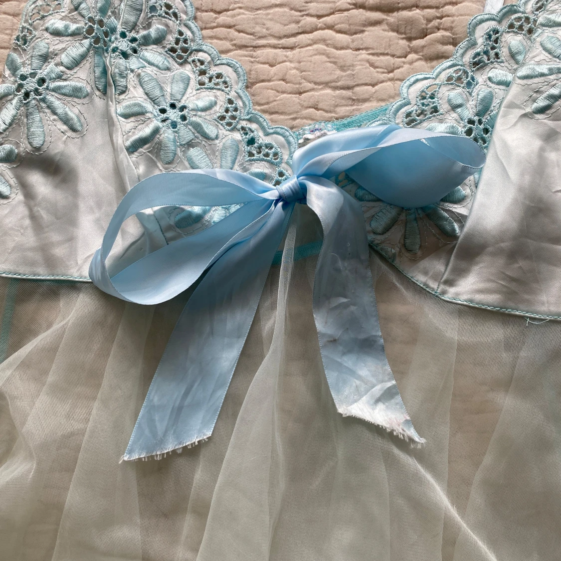 Blå blommig camis linne  - 1