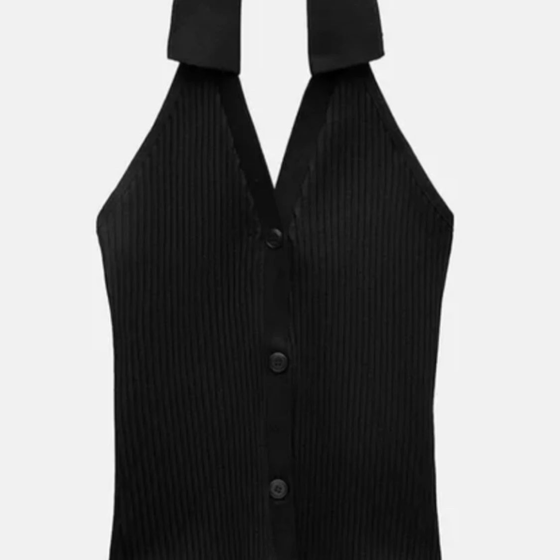 Svart ribbad halterneck topp