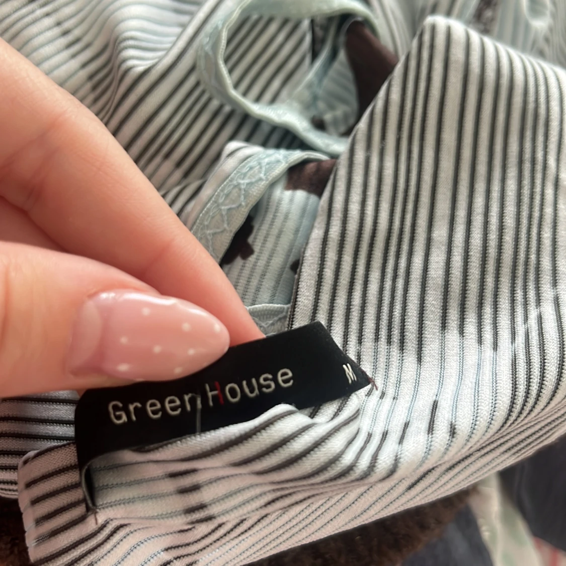 Blommig brun och ljusblå linnetopp - 3