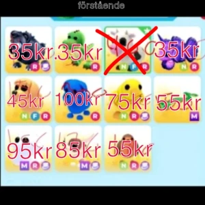 Adopt me pets  - Säljer pets snabbt, endast swish vill bli av med dom kan kanske gå ner i pris om ni köper alla mina pets så blir det 200kr. 