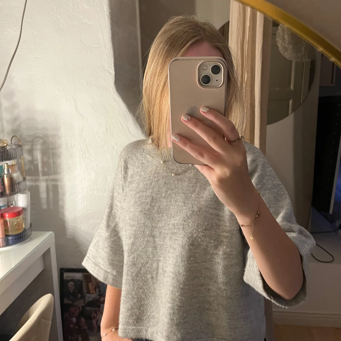 Grå croppad stickad tröja från ONLY - 4