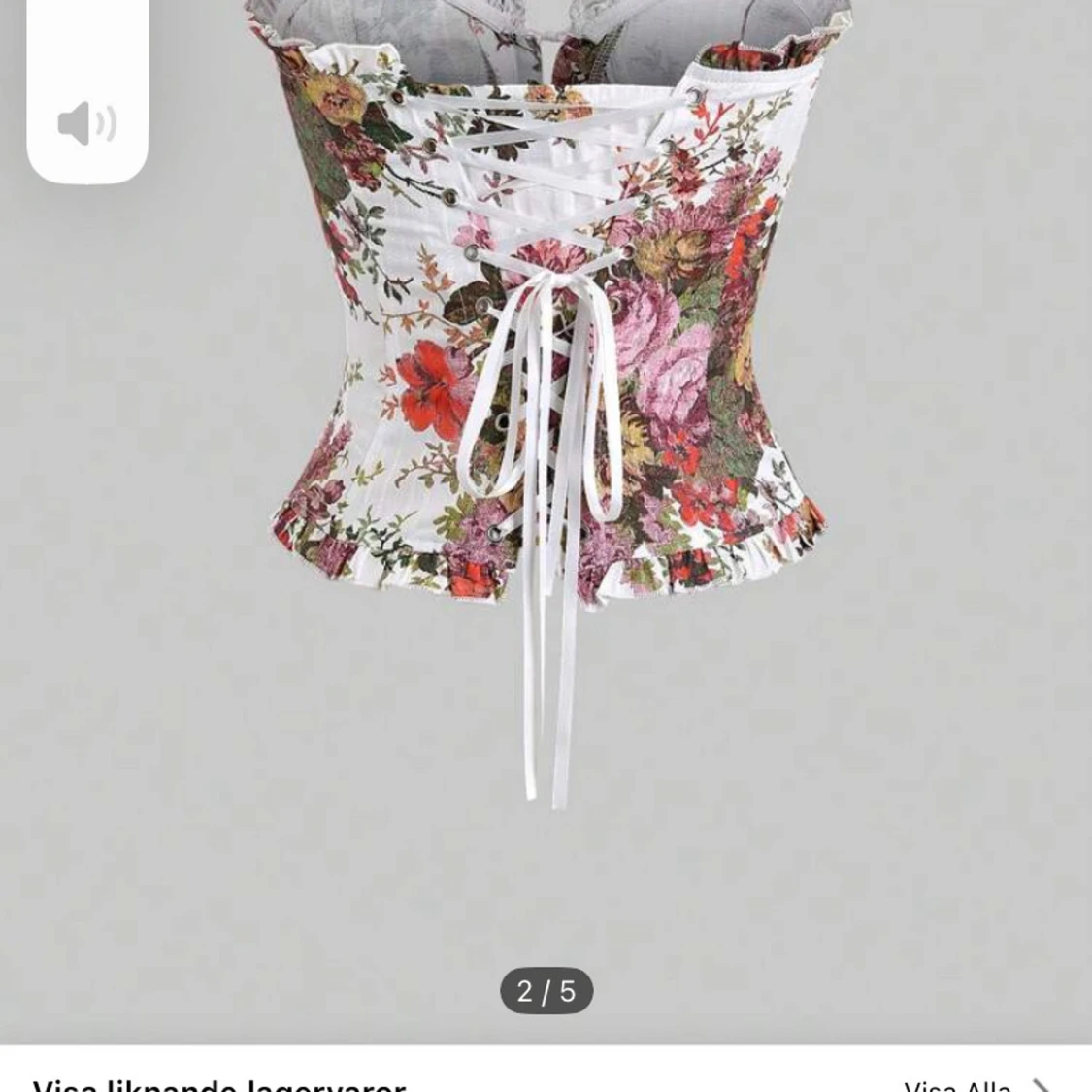 Blommig korsettopp med snörning - 1