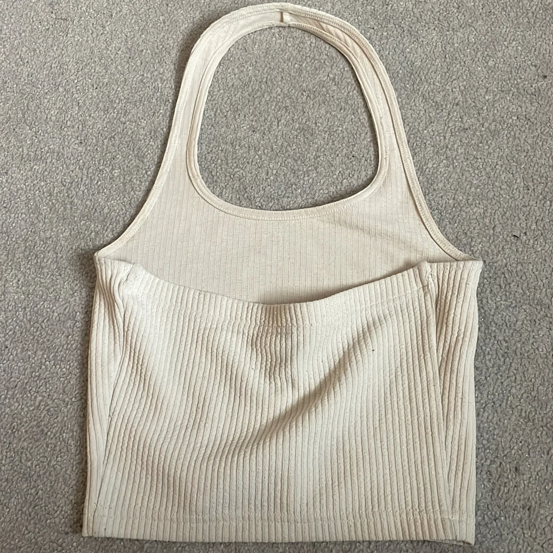 Beige ribbad linne - 1