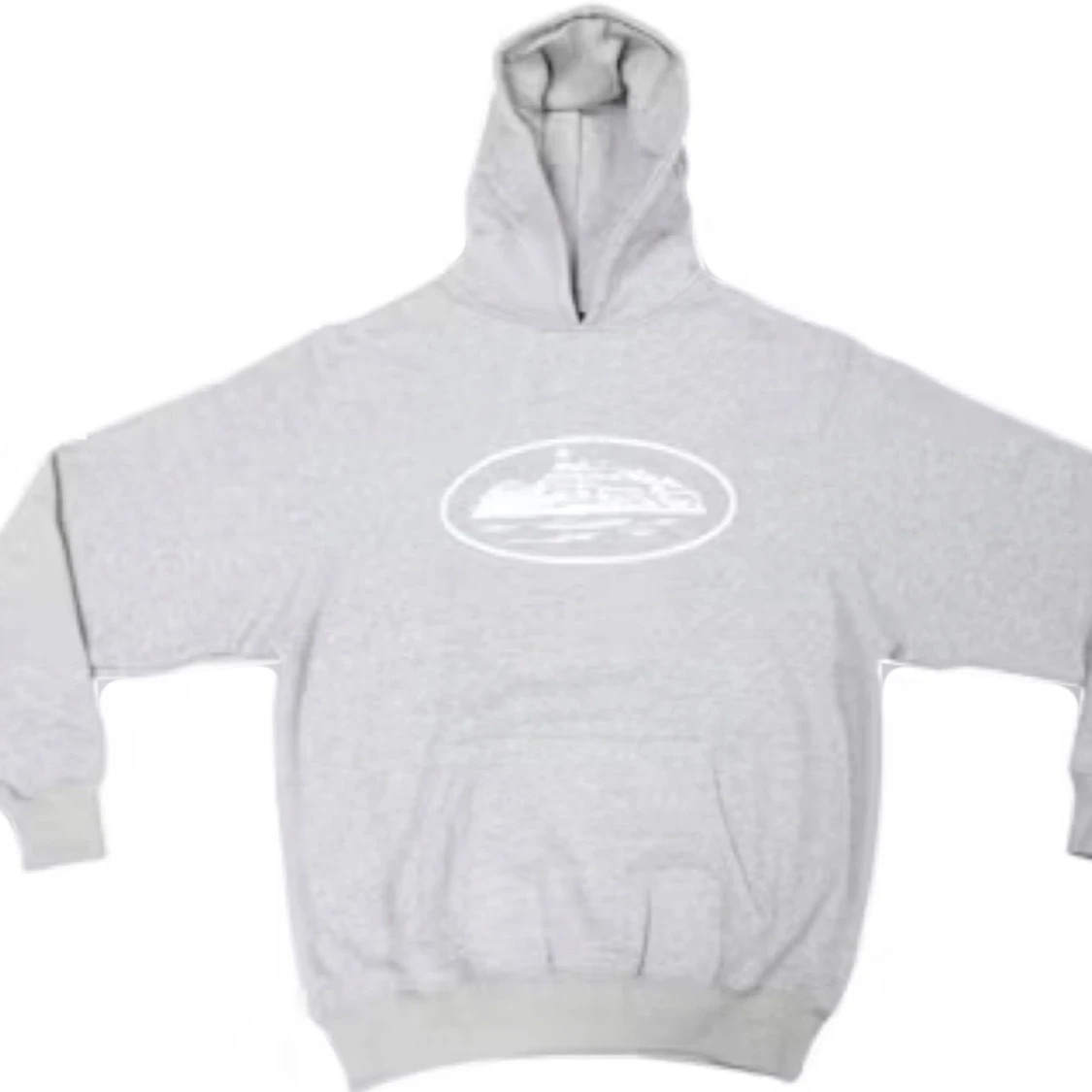 Grå hoodie med tryck