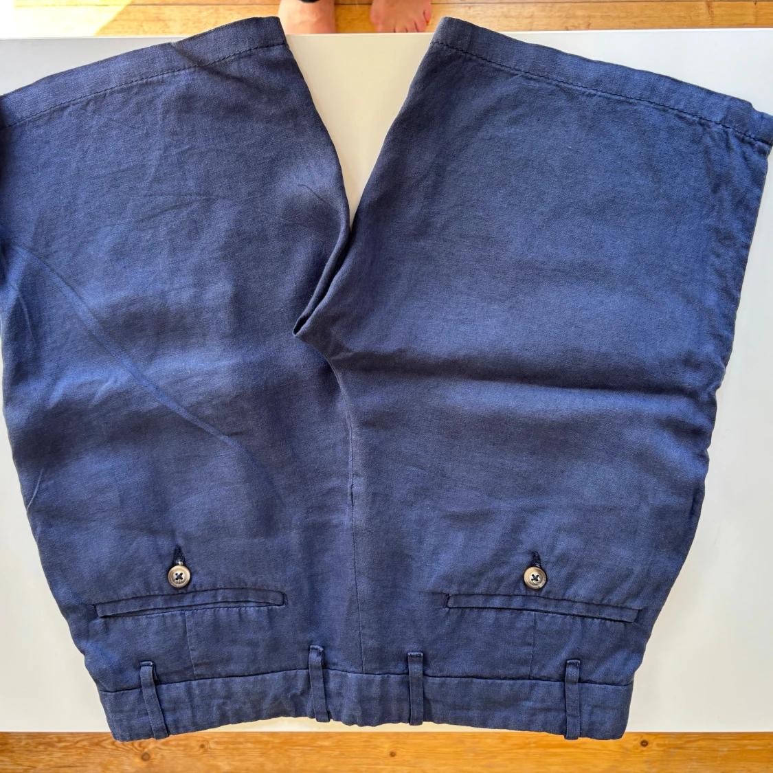 Marinblå linneshorts Dressmann XS. Sparsmakat använda! - 1