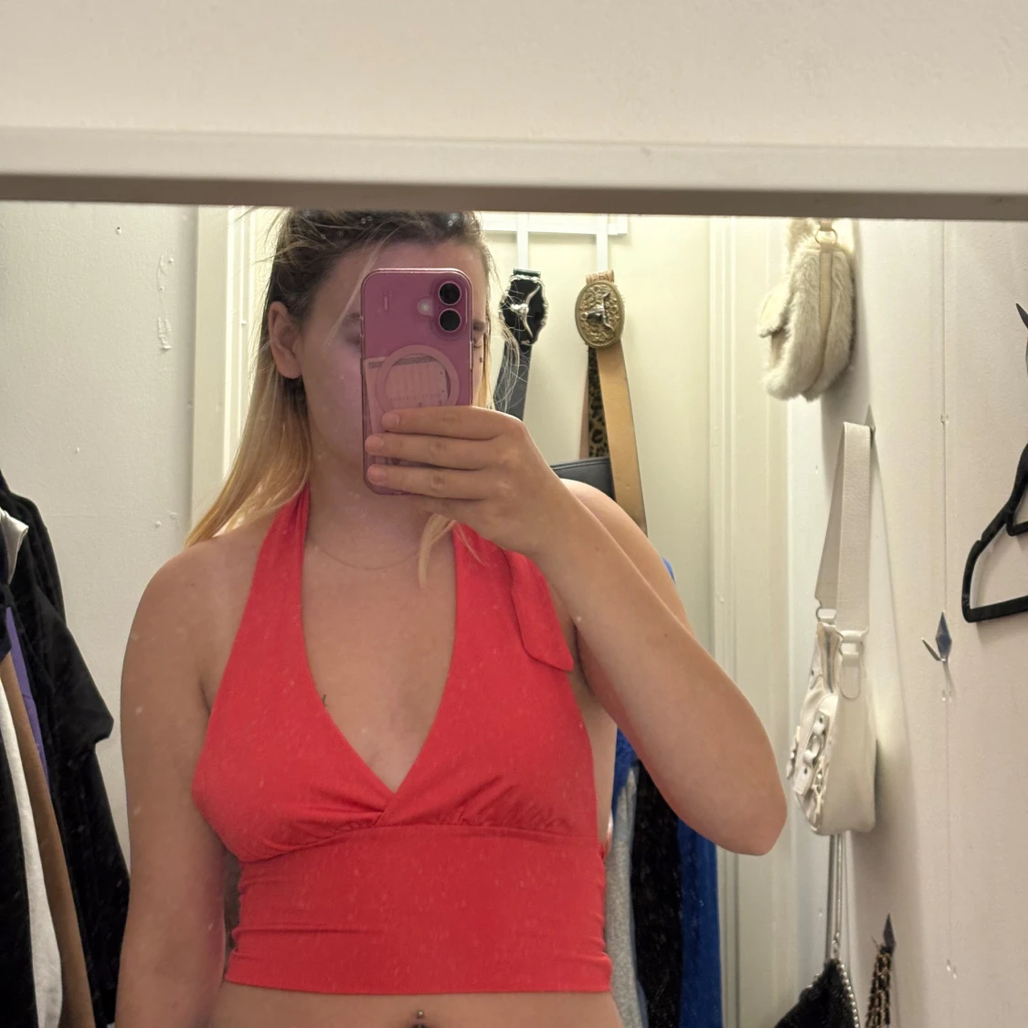 Skrik Rosa halterneck croppad topp S - 2