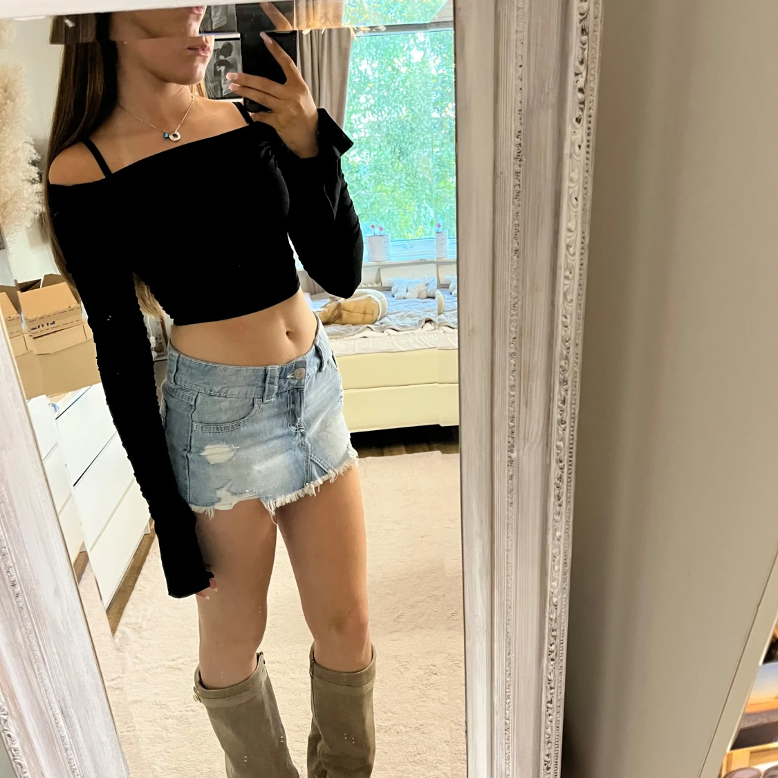 Långärmad off shoulder topp - 3