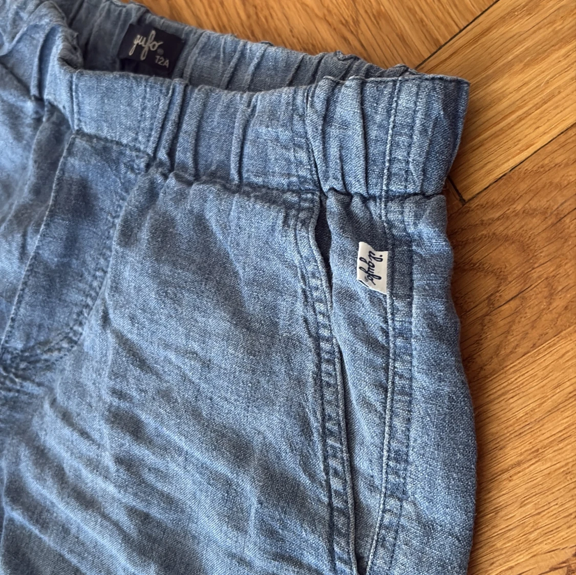 Blåa linneshorts  - 2