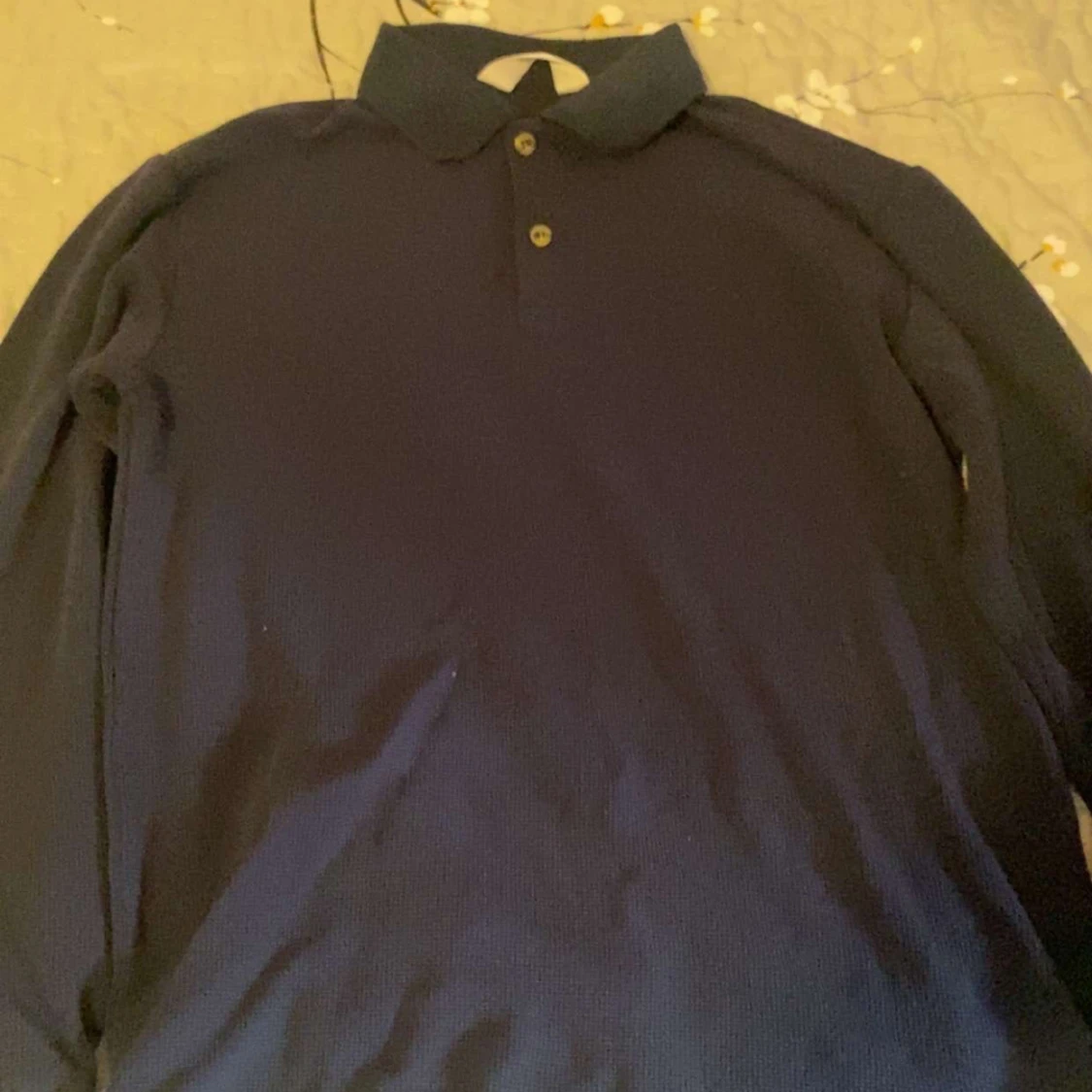 Mörkblå pikétröja med lång ärm - 1