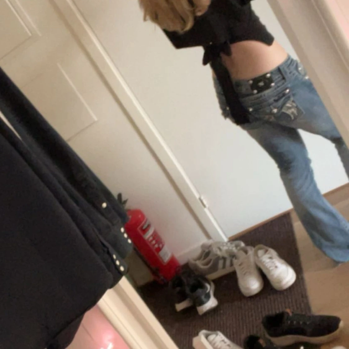 Miss Me blå low wais bootcut jeans med broderi - 2