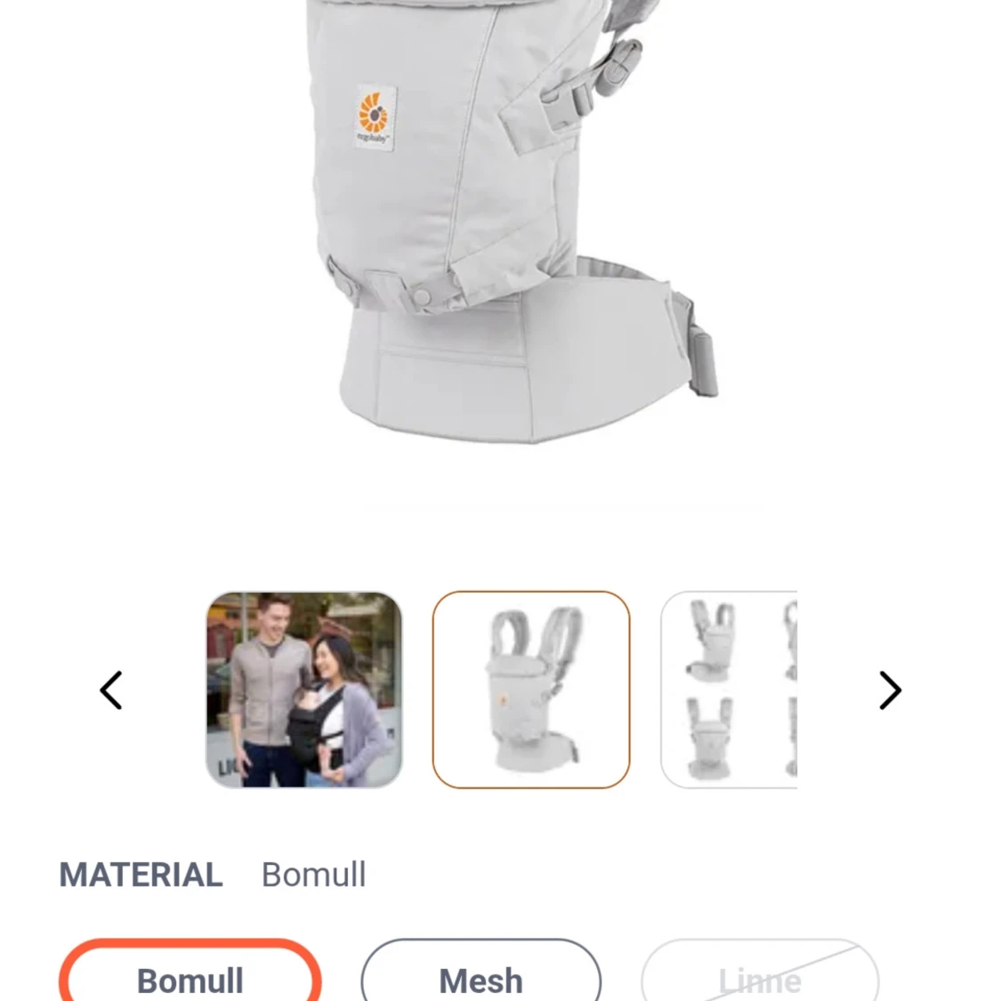 Ljusgrå bärsele från Ergobaby