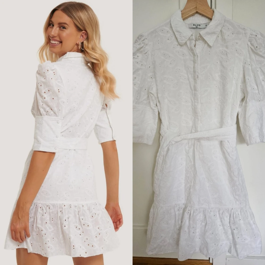 Vit klänning från NA-KD i storlek 36/xs/s