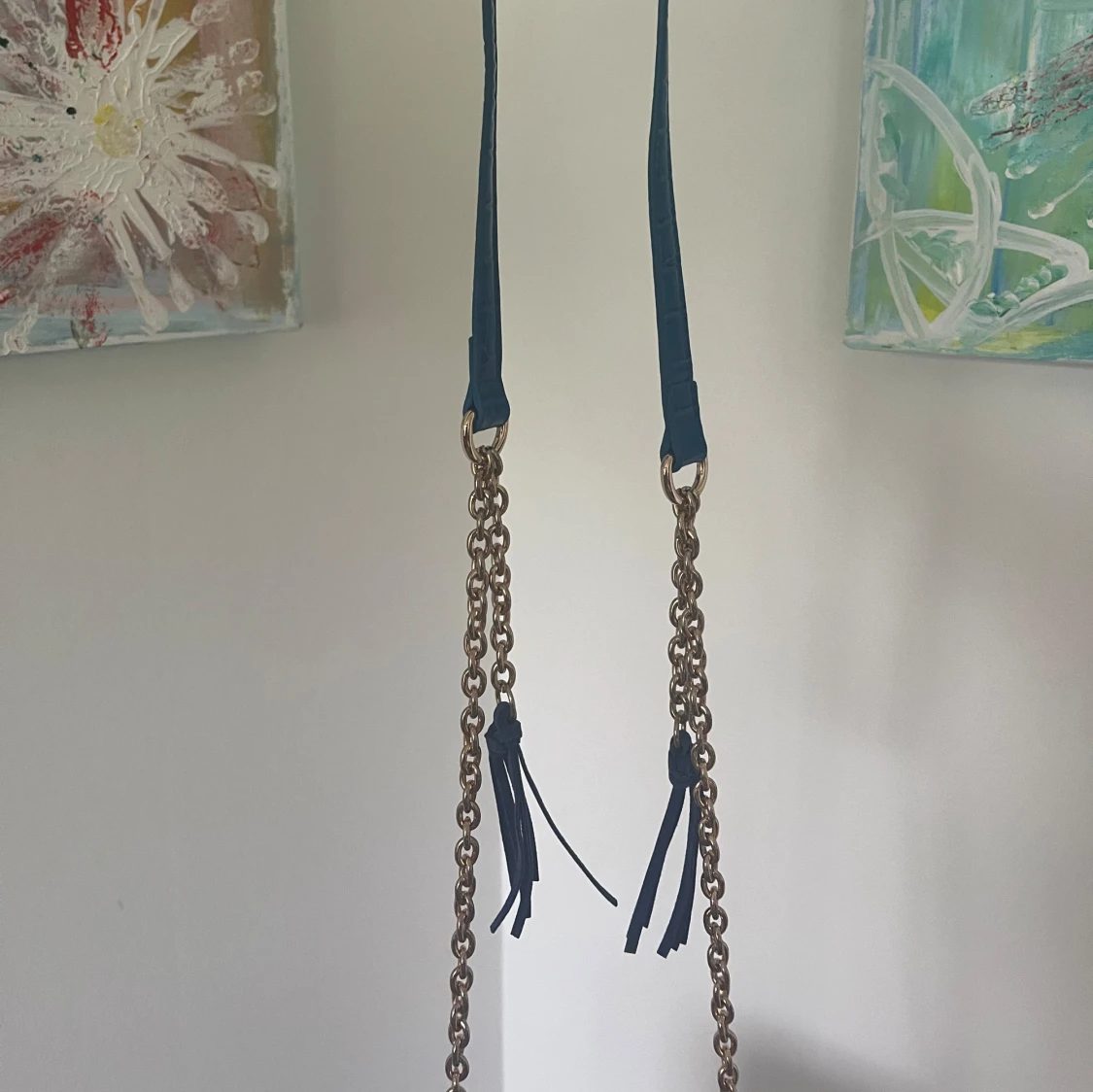 Blå axelväska från Lanidor med kedja - 4