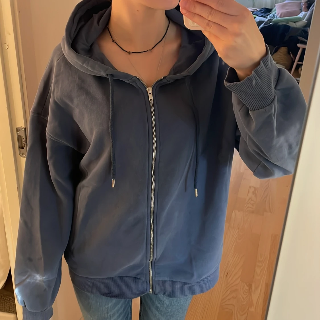Blå oversized hoodie