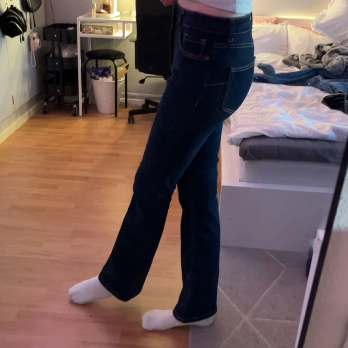 Mörkblå bootcut jeans - 2