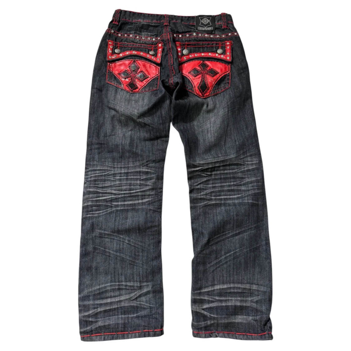 Svarta jeansbyxor med röda detaljer från Kayden.k - 1