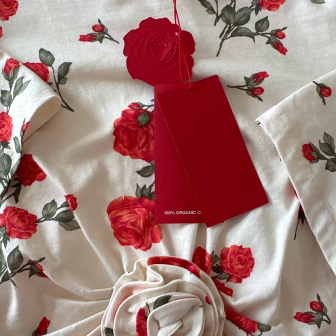 Vit blommig croppad topp med rosett Magda Butrym H&M - 3