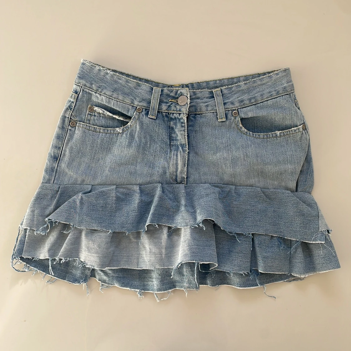 Jeans kjol med volanger - 1