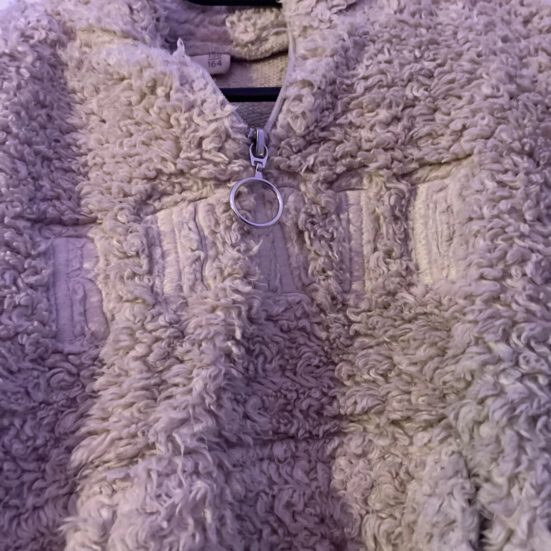 Beige teddyjacka med half zip - 1