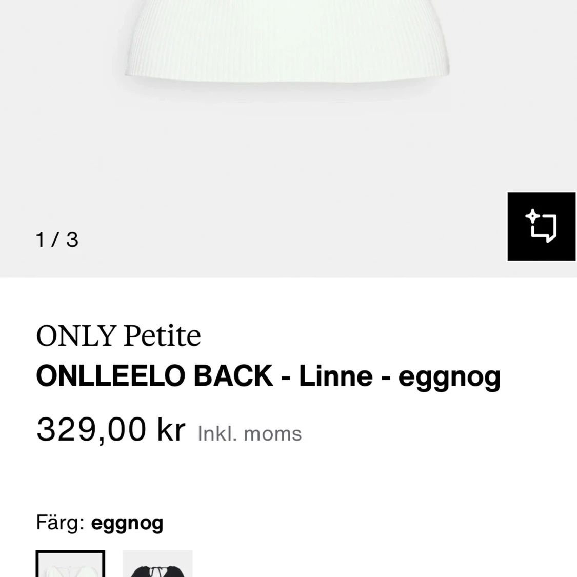 Vit ribbad topp med puffärm från ONLY - 3