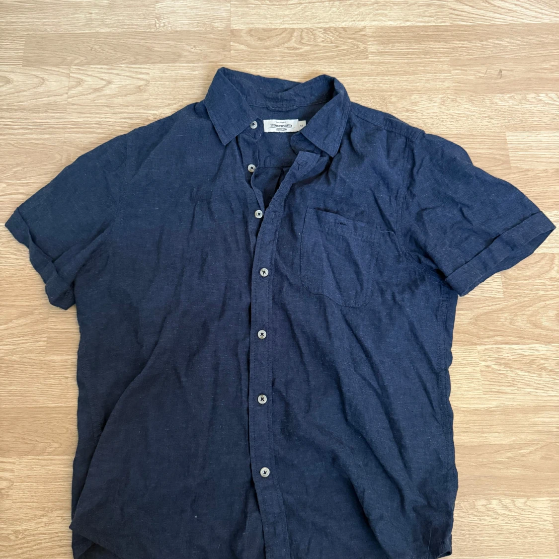 Mörkblå linneskjorta Dressmann M