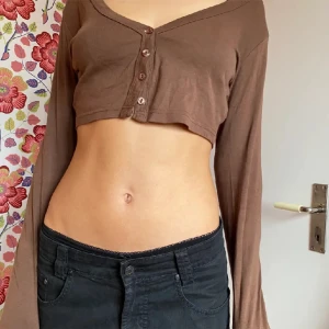 Cropped brun långärmad tröja - Jättefin croppad topp som man kan ha själv eller med typ ett linne under! Fint skick :) Lånade bilder från förra säljaren.